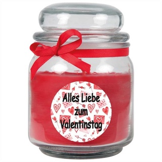 HS Candle Duftkerze (1-tlg), Valentinstag Geschenk - Kerze im Bonbon Glas mit vers. Valentinstag - Motiven und Größen rot Ø 9 cm x 9 cm x 13 cm