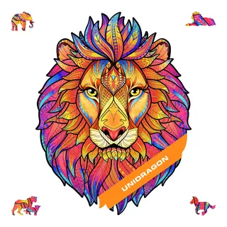 UNIDRAGON 192-tlg. Holzpuzzle Mysterious Lion Medium 24x31 cm