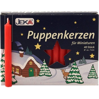 20er Pack Puppenkerzen rot ca. 7 x 65 mm (20 x 40 Stück), Puppenlichter, Miniaturkerzen, Weihnachtskerzen, Kerzen