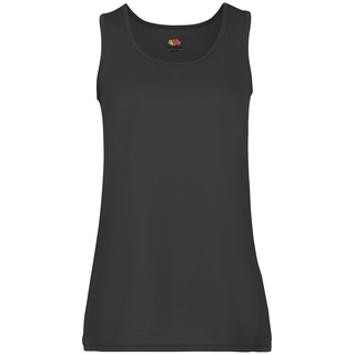 Fruit of the Loom Performance Vest Lady-Fit Damen Tank Top Sport Shirt Fitness NEU, schwarz, XS