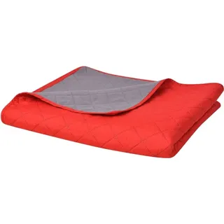 Möbel Zweiseitige Tagesdecke Gesteppt Rot und Grau 170x210 cm - Bettdecken 131555 - Rot/Grau