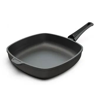Hoffmann Aluguss Pfanne 28x28 cm Induktion viereckig Hoher Rand I Schmorpfanne Innenhöhe 6 cm I Viereckpfanne beschichtet I Eckpfanne Antihaft Rechteckpfanne ohne Glasdeckel