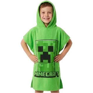 Minecraft Badetuch Kinder Kapuzenhandtuch Kinder Teenager Saugfähiger Creeper Badeponcho Mädchen Jungen für Strand Pool Schwimmen Gamer Geschenk (Grün, 10-13 Jahre)