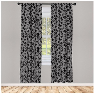Gardine Vorhang für Wohnzimmer Schlafzimmer Dekor, Abakuhaus, Microfaser, Streifen Blumen auf Streifen grau|weiß 150 cm x 225 cm