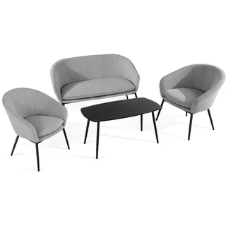Konsimo® Gartenmöbelset, Weiß, Textil, Metall, 4-teilig, Gartenmöbel, Gartenmöbel-Sets