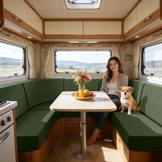 SYLC Bezüge Für Wohnwagenpolster Jacquard, rutschfeste Wohnmobil Sitzbezüge Mit 2 Cord, Sofa Sitzkissenbezug Für Schonbezug Wohnwagen Polster (Olivegreen,Breite 145-185 cm, Tiefe 25-45 cm)