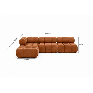kaiser möbel Eckcouch Veloursstoff 3-Sitzer Braun