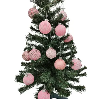 Glas-Weihnachtsbaumkugeln rosa 12er-Set 6cm Christbaumschmuck Weihnachtsdeko