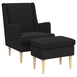 vidaXL Gartenlounge-Set Sessel mit Fußhocker schwarz