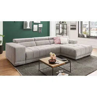 Ecksofa Couch Rechts Satellite Cord grey Sitztiefen und Kopfteilverstellung