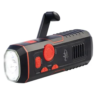 Infactory Dynamo-FM-Radio und Taschenlampe mit 120-dB-Sirene, USB-Ladefunktion