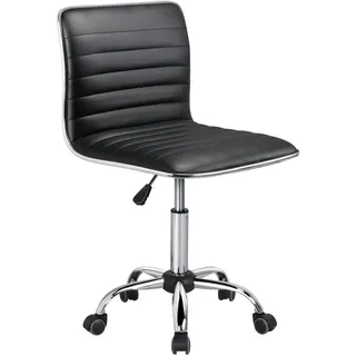 Yaheetech Drehstuhl Bürostuhl ergonomischer Schreibtischstuhl, Drehsessel mit Rollen, ohne Armlehne, 360° frei drehbar, höhenverstellbarer, aus Kunstleder Schwarz