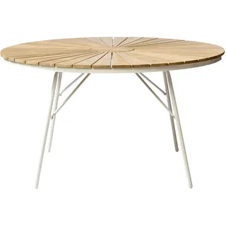 Cinas Ellen Gartentisch Ø 110 x 74 cm Weiß/Teak