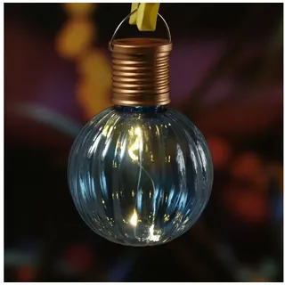 MARELIDA LED Solarleuchte LED Solar Glühbirne mit Lichterkette Kugelleuchte für Garten Balkon, LED Classic, warmweiß (2100K bis 3000K) blau