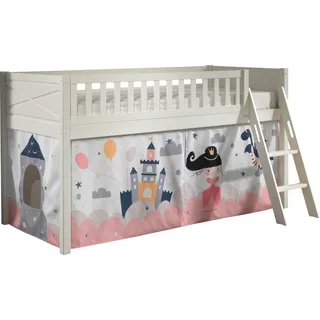 Vipack Hochbett Scott 90 x 200 cm Kiefer lackiert weiß rosa