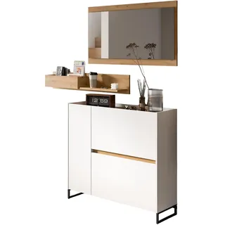 GARDEROBE-SET weiß und Artisan Eiche, Garderobe 3-teilig, 140 x 192 cm, Soft-Close, Borga