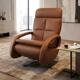 Mendler Relaxsessel HWC-L11 Leder 74 x 110 x 0 cm Braun elektrisch drehbar