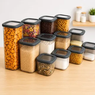 Vorratsdosen mit Deckel luftdicht diverse Sets Küchenorganizer Aufbewahrungsbox BPA frei stapelbare Vorratsbehälter für sämtliche Lebensmittel "wie Zucker Mehl und Müsli" (4x 1750ml & 1x HLKauf-Block)