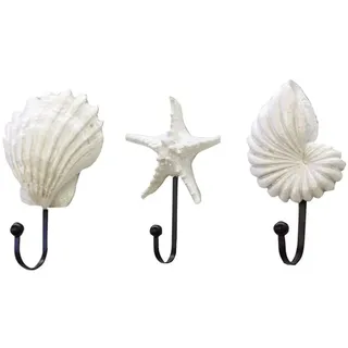 FADDR Sea Shell Wandhaken, 3 Stück Harz Muschel Kleiderhaken, Meer Strand Ozean unter dem Motto Handtuch Hut Kleiderbügel Wand dekorative Lagerung Haken zum Aufhängen von Kleidung/Schals/Schmuck