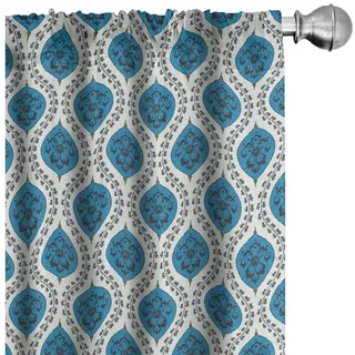 Abakuhaus Gardine Vorhang für Wohnzimmer Schlafzimmer Dekor, Microfaser, orientalisch Wirbelnde Linien Design blau 150 cm x 175 cm