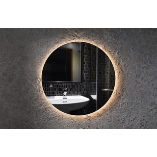 Badspiegel Rund mit LED Beleuchtung Touch Schalter Optional Runder Wandspiegel mit indirekte Beleuchtung Forte Moon (100 Ø cm, LED Warm)
