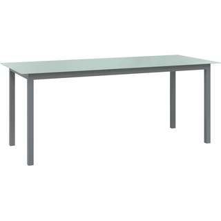 Möbel Balkontisch Outdoor-Esstisch Tisch Garten Hellgrau 190x90x74 cm Aluminium und Glas