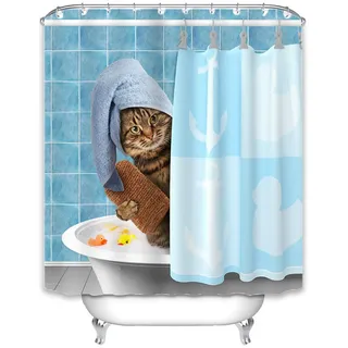 Xlabor Lustig Tier Duschvorhang 240x200 Wasserdicht Anti-Schimmel Stoff mit 12 Duschvorhangringen Waschbar Duschvorhang 180x200cm Motiv A