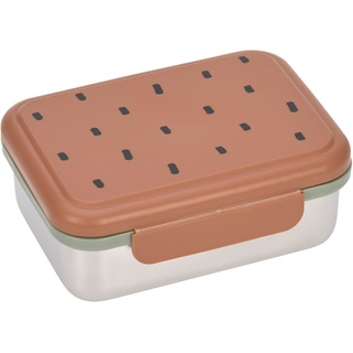 LÄSSIG Kinder Brotdose Edelstahl Lunchbox Frühstücksbox Nachhaltig Kindergarten Schule/Happy prints caramel