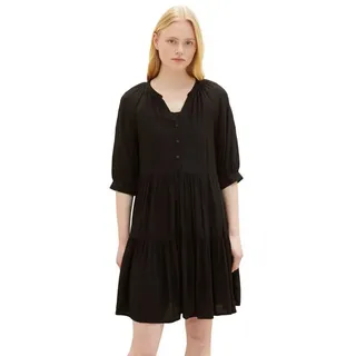TOM TAILOR Denim Sommerkleid DOBBY BABYDOLL aus Viskose schwarz XS (34)