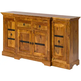 MASSIVMOEBEL24.DE Sideboard Akazie 160 x 85 x 45 cm Braun