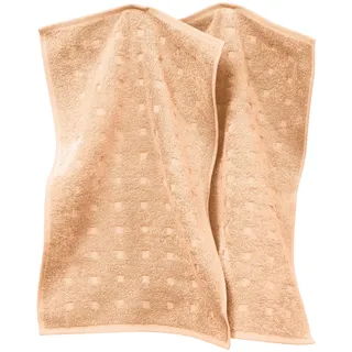 Möve Gästetuch Quadretti 2er-Pack Walk-Frottier Sand-apricot Größe 30x50 cm