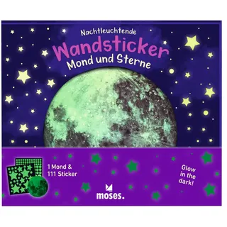 Wandsticker Mond & Sterne Glow