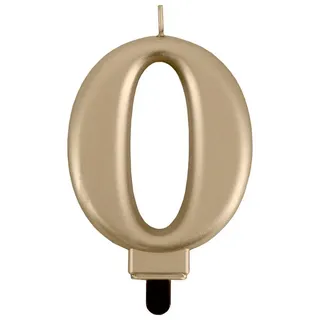 Party Factory Geburtstagskerze Geburtstags-Kerzen metallic gold Nr. 0 – elegante Zahl-Kerze goldfarben