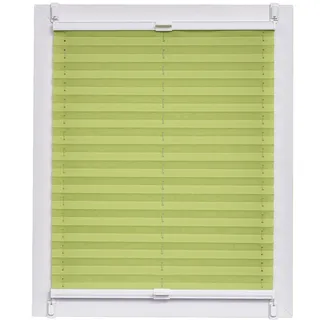 Plissee Made in Germany, Tageslicht, Echtcrush, grün, Klemmfix, weisse Schiene, 115 x 150