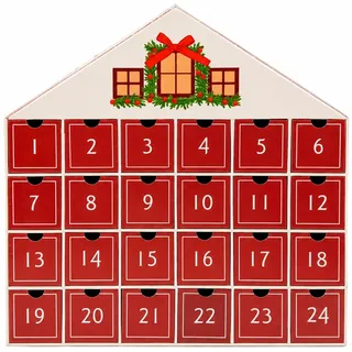 Adventskalender OTTO HOME "Haus, für die täglichen Überraschungen in der Vorweihnachtszeit", rot, B:40cm H:40cm T:8cm, Adventskalender, aus stabilem Karton, ca.40x40cm, in grün oder rot, mit Schubladen