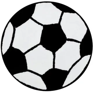 FELIXLEO Kinderteppich Fußball Teppich 60x60cm runder Kurzflor Kinderzimmer