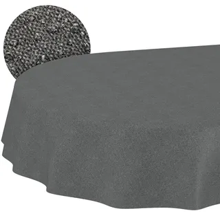ANRO Tischdecke abwaschbar Oval 160 x 140 cm Grau