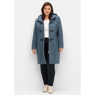 Dufflecoat SHEEGO "Große Größen" Gr. 52, blau (taubenblau) Damen Mäntel Dufflecoats mit Wollanteil und Kapuze
