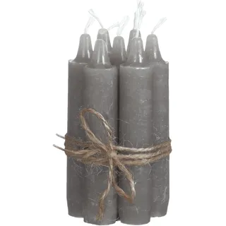 Stabkerze 7er Set, Durchgefärbt, Rustikale Tafelkerze, Leuchterkerzen, hohe Kerze, Deko 11 x 2cm mausgrau beton GRAU