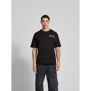 T-Shirt mit Label-Print, Black, XL