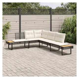 vidaXL Gartenlounge-Set L-Form mit Kissen schwarz
