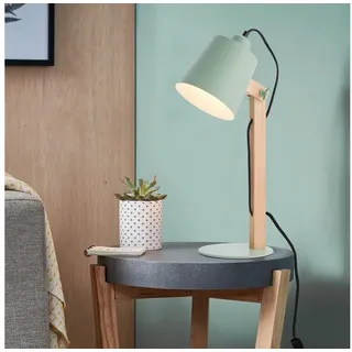 Lightbox moderne Nachttischlampe - 44 x 16 x 21 cm - skandinavische Tischleuchte mit schwenkbarem Kopf & Schalter - für Schlafzimemer - E27, max. 30 W - aus Metall/Holz - in Matt Grün