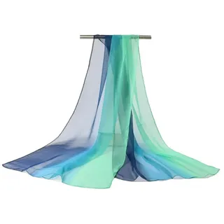 Damen Chiffon Schal,Bunter Seidenschal,Tanzschal,Sommer Schals,Weiche Schal Tücher Stola Tuch,Seidiges Kopftuch Halstücher Seidentuch Schals,Frauen Leicht Schals,für Tanzen,Dunkelblau-Grün,160x50cm