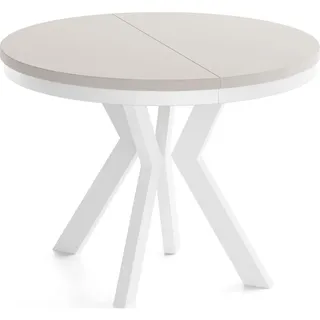 WFL GROUP Runder Esstisch 100 x 77 x 100 cm beige