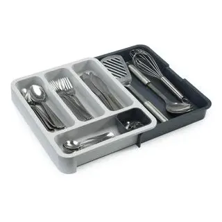 JosephJoseph Besteckkasten Drawer Store, grau, aus Kunststoff, für Schublade, ausziehbar, 5 bis 6 Fächer, 29-48 x 38 cm