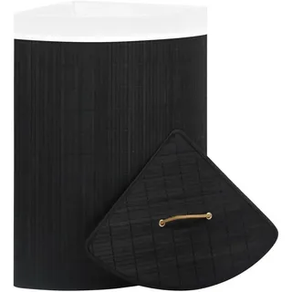 vidaXL Eck-Wäschekorb Bambus Schwarz 60 L
