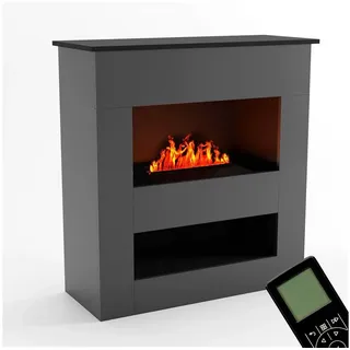 GLOW FIRE Elektrokamin Brecht Wasserdampf Kamin, Elektrischer Kamin, Wasserdampfkamin mit 3D Feuer und Knisterfunktion grau