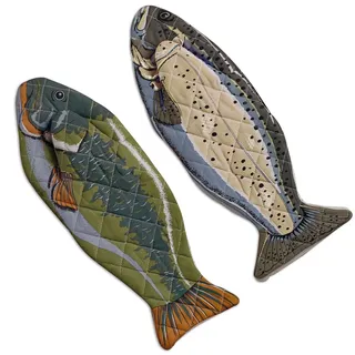 DII 100% Baumwolle, maschinenwaschbar, hitzebeständig, Everyday Kitchen Basic, Lake House Ofenhandschuhe, 15,2 x 41,9 cm Set von 2, Fisch