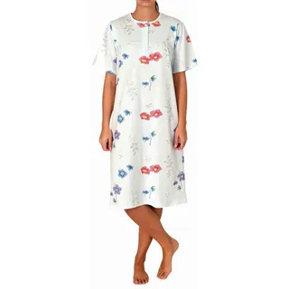 Normann Nachthemd Elegantes frauliches Damen kurzarm Nachthemd mit Knopfleiste am Hals blau 40-42