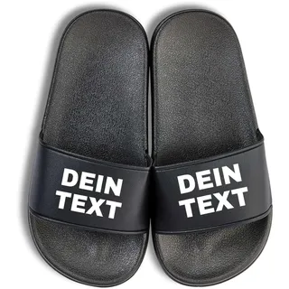 NIMAMA Kinder Badelatschen bedrucken lassen - Schlappen mit Wunschtext personalisiert - Badeschuhe Flip Flops Hausschuhe für Jungen & Mädchen selbst gestalten - 34 EU